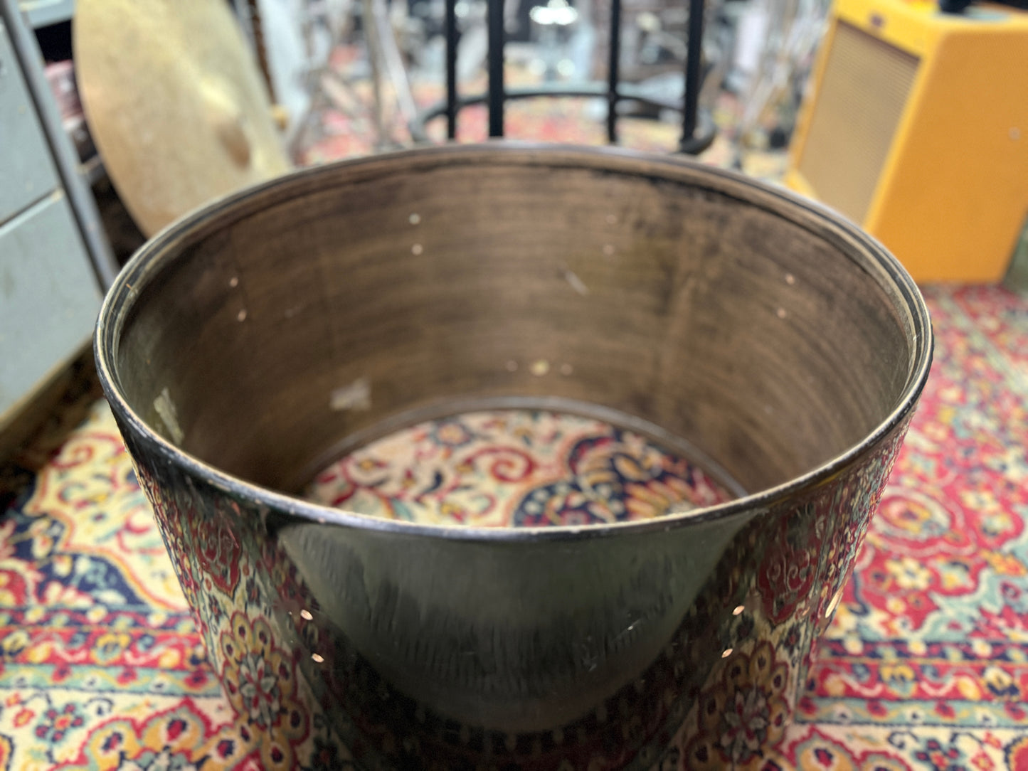 1970s Camco LA 14x22 Bass Drum Shell Black Lacquer/Ebony