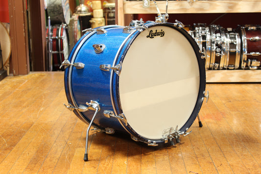 1960s Ludwig Downbeat Outfit in Sparkling Blue Pearl 14x20 8x12 14x14