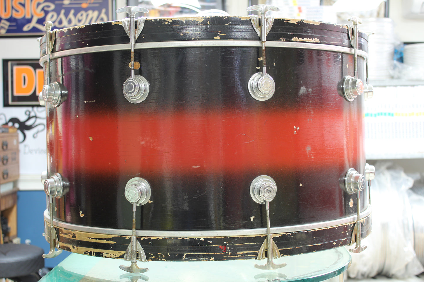 1950's George Way Bass Drum in Black and Red Duco