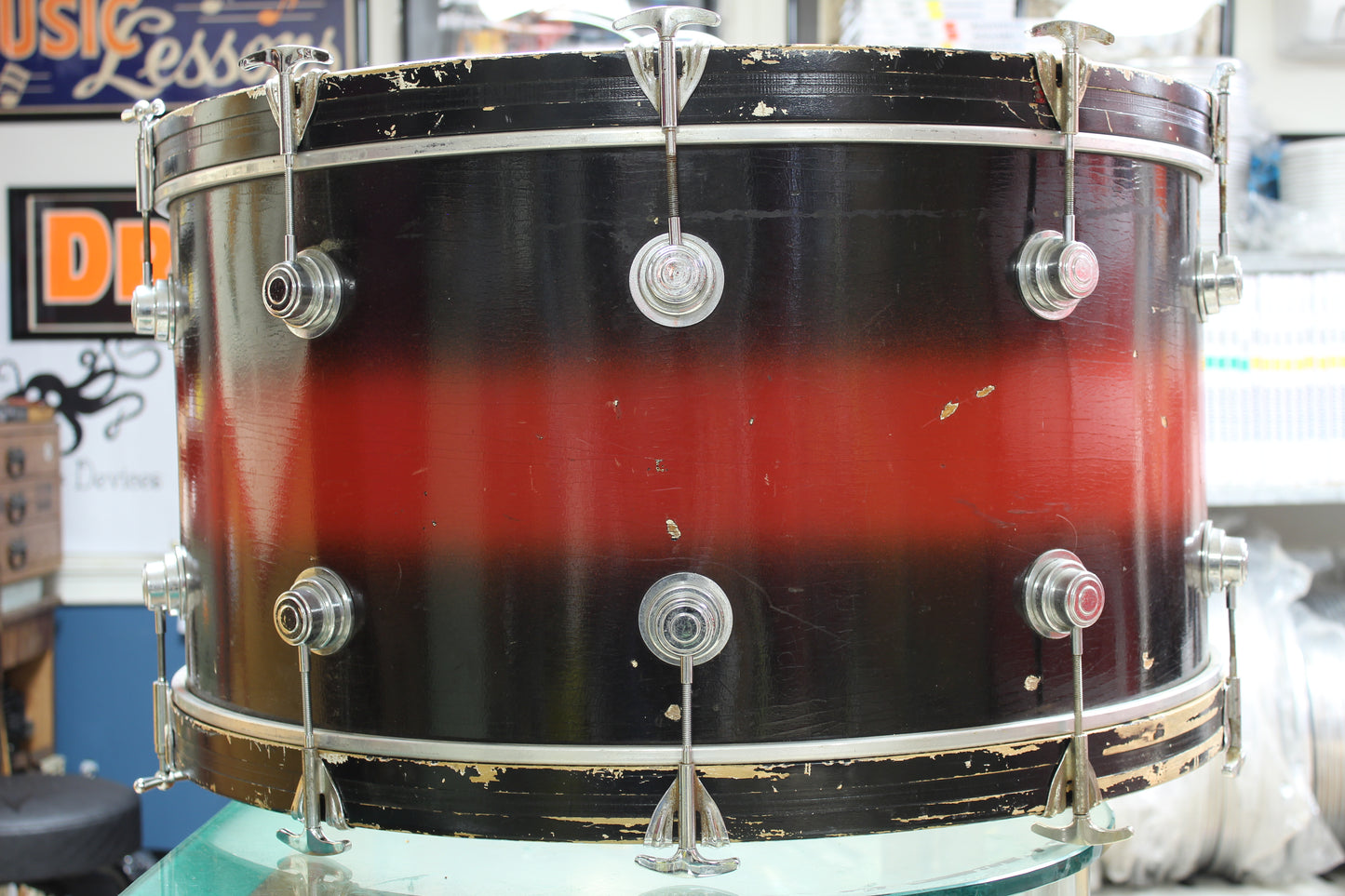 1950's George Way Bass Drum in Black and Red Duco