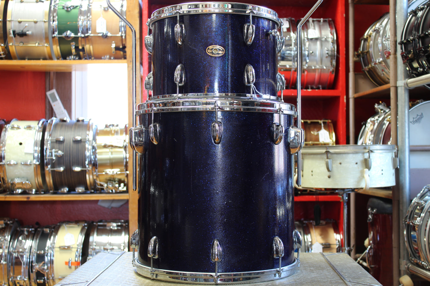 1960s Slingerland Gene Krupa Deluxe in Sparkling Blue Pearl 14x20 16x16 9x13