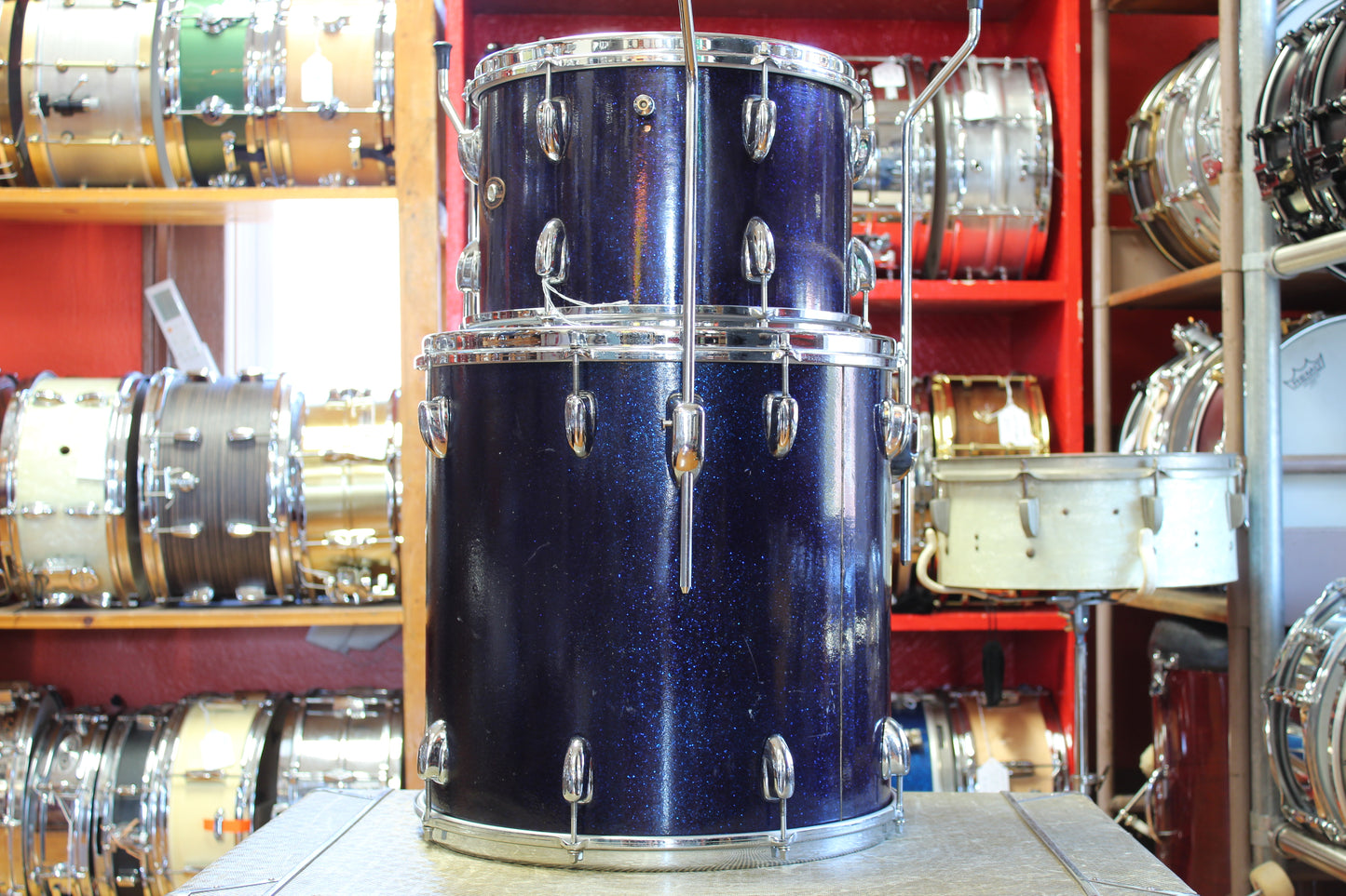 1960s Slingerland Gene Krupa Deluxe in Sparkling Blue Pearl 14x20 16x16 9x13