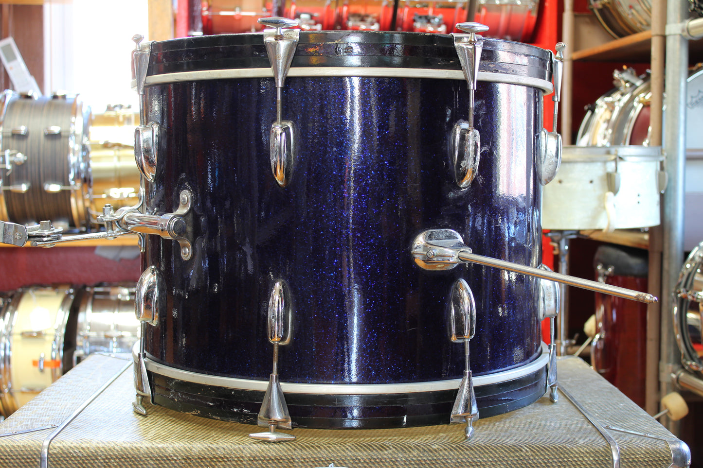 1960s Slingerland Gene Krupa Deluxe in Sparkling Blue Pearl 14x20 16x16 9x13
