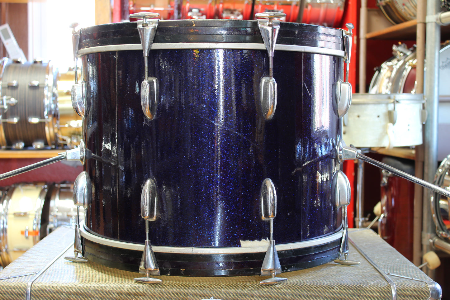1960s Slingerland Gene Krupa Deluxe in Sparkling Blue Pearl 14x20 16x16 9x13