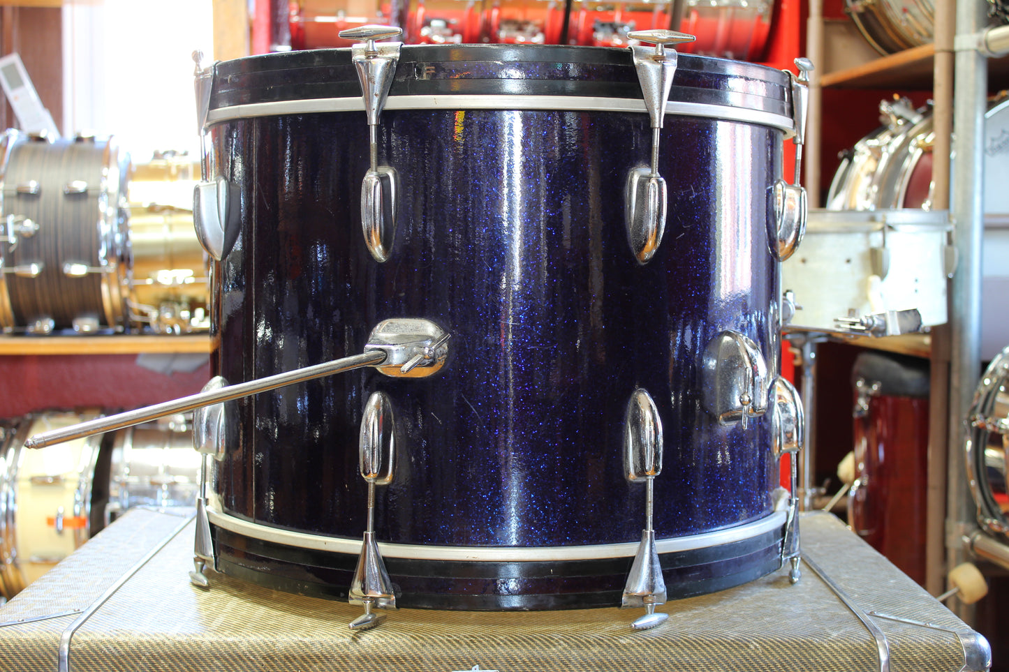 1960s Slingerland Gene Krupa Deluxe in Sparkling Blue Pearl 14x20 16x16 9x13