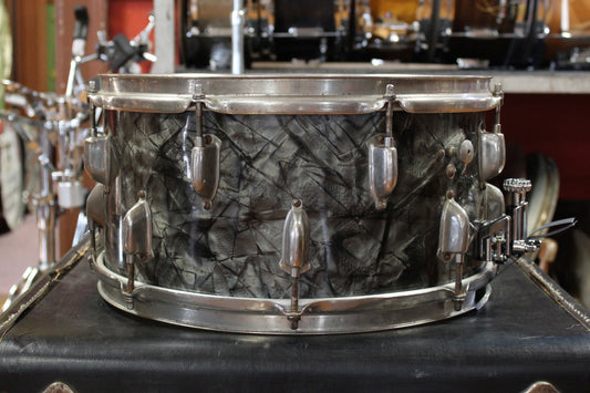 1940's 6.5x14 WFL Snare Drum with Offset Zephyr Lugs in Black Diamond Pearl