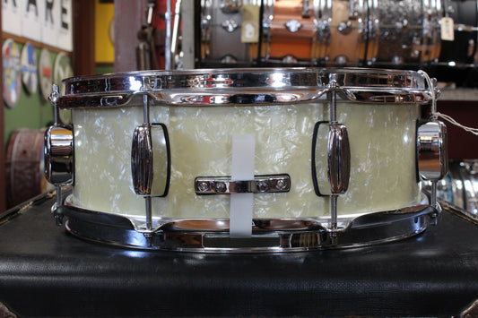 1960s Rogers 5x14 Tower Snare Drum in White Marine Pearl