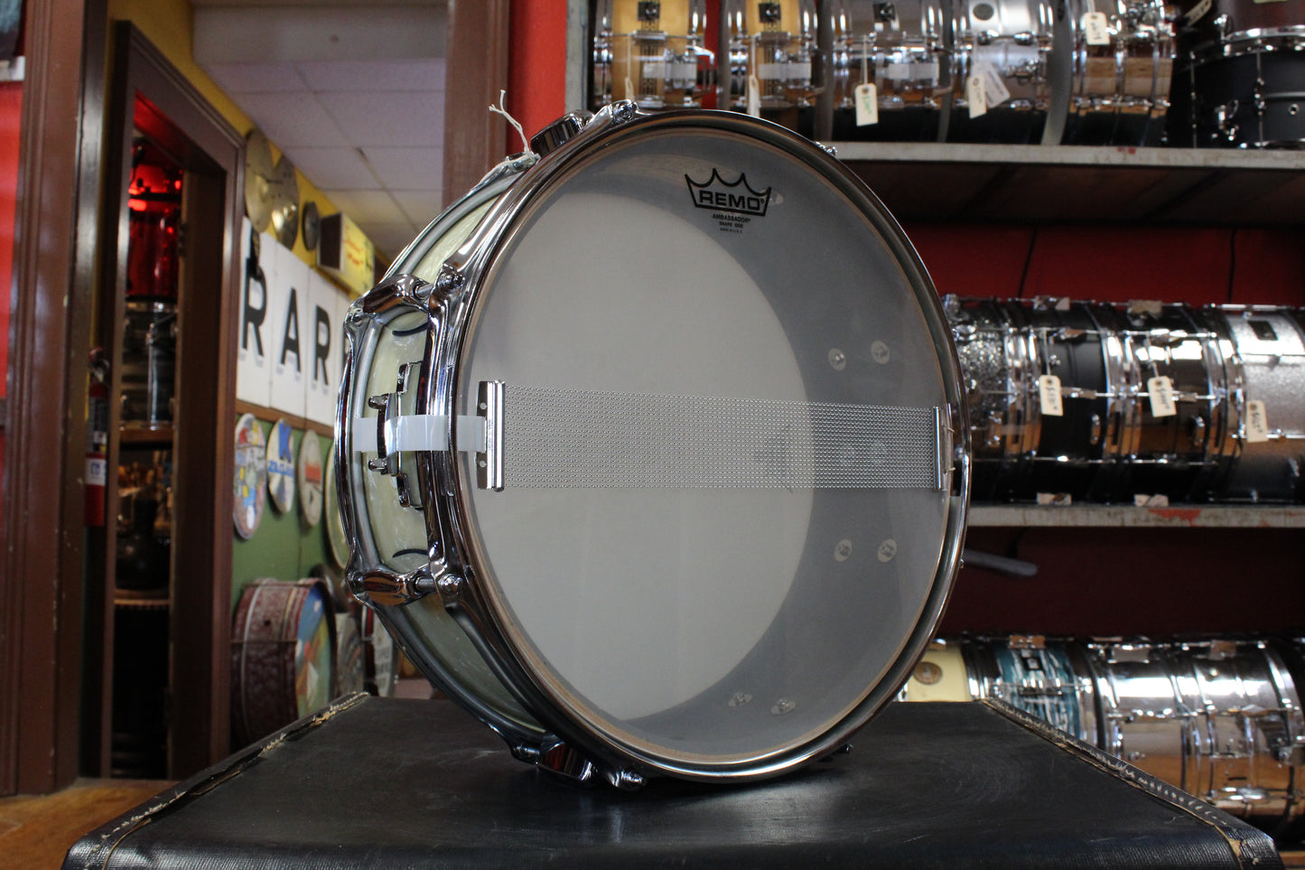 1960s Rogers 5x14 Tower Snare Drum in White Marine Pearl