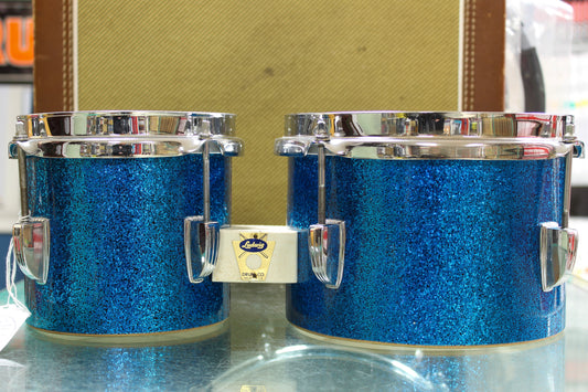1960's Ludwig Transition Badge Bongos in Blue Sparkle