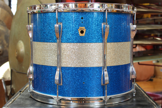1960's Ludwig 12"x15" Tenor Drum in Blue and Silver Sparkle Duco