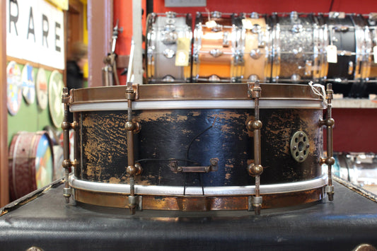 1920s Ludwig and Ludwig 5x14 Wood Shell Separate Tension Snare Drum in Black Lacquer