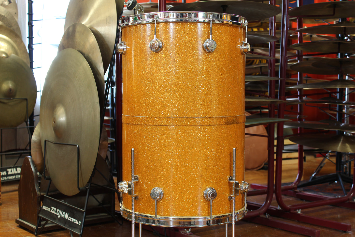1950's George Way Drum Co. 24"x16" Cocktail Drum in Gold Sparkle