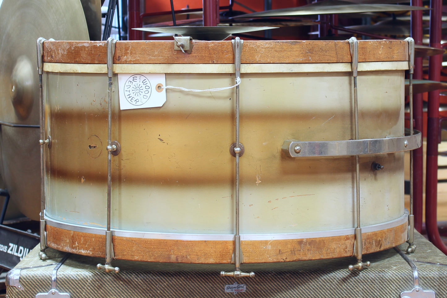 1930's Slingerland 12"x26" Bass Drum in Tri-tone Duco w/ 10"&12" Tacked Toms