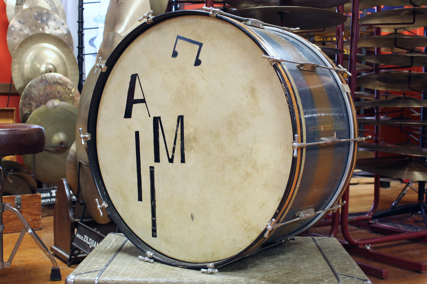 1940's WFL 14"x26" Bass Drum in Blue and Gold Duco