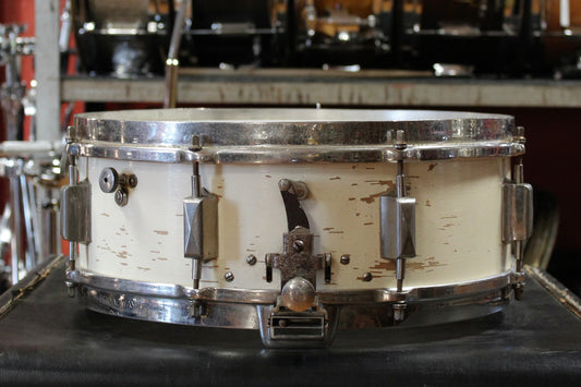 1930's Leedy 5x14 Broadway Snare Drum in White Lacquer