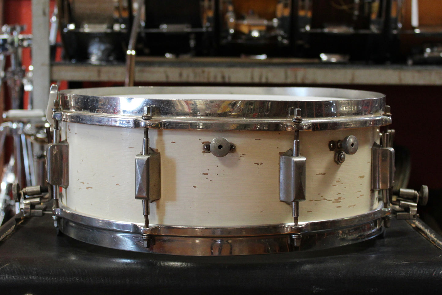 1930's Leedy 5x14 Broadway Snare Drum in White Lacquer