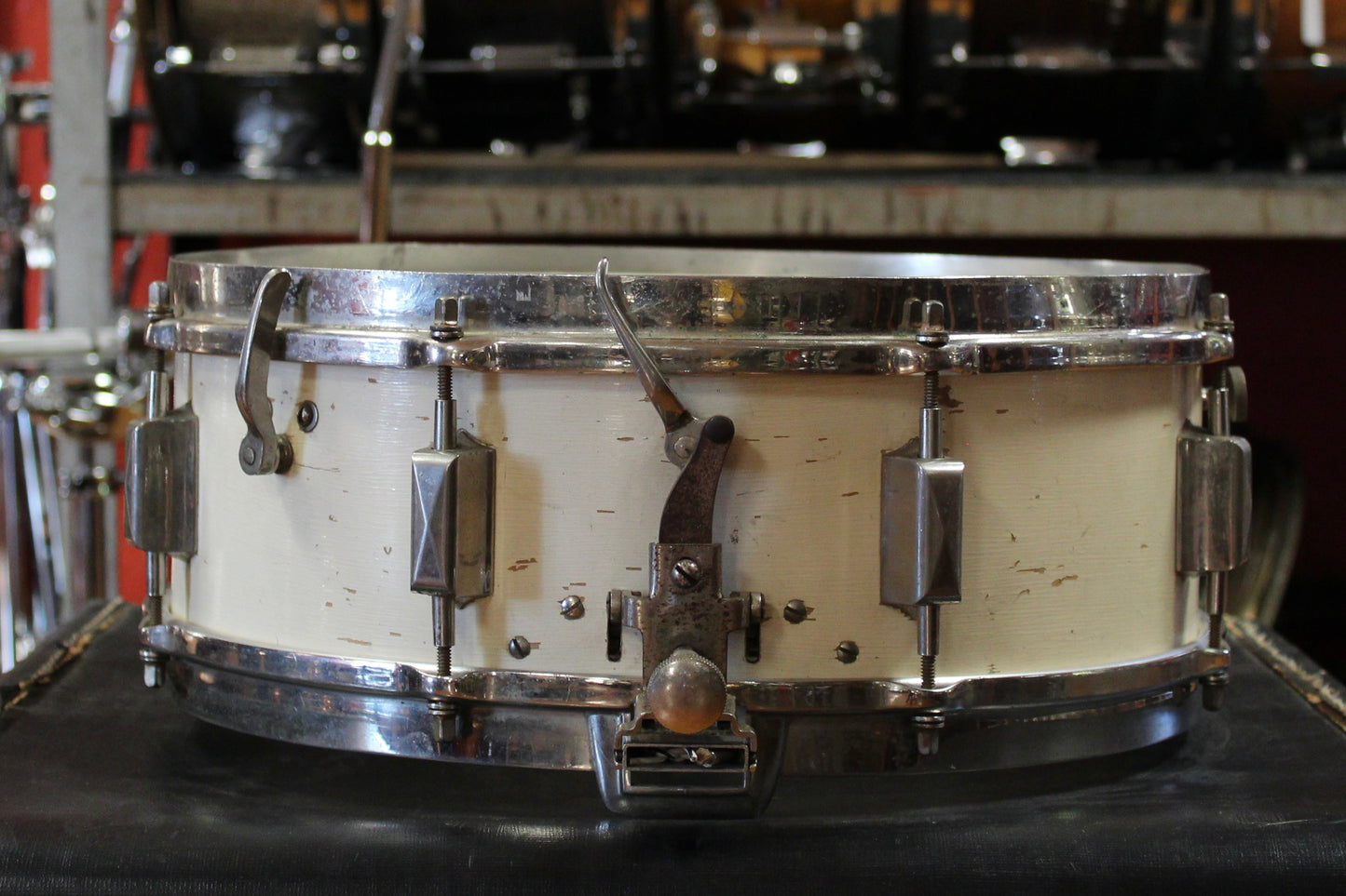 1930's Leedy 5x14 Broadway Snare Drum in White Lacquer