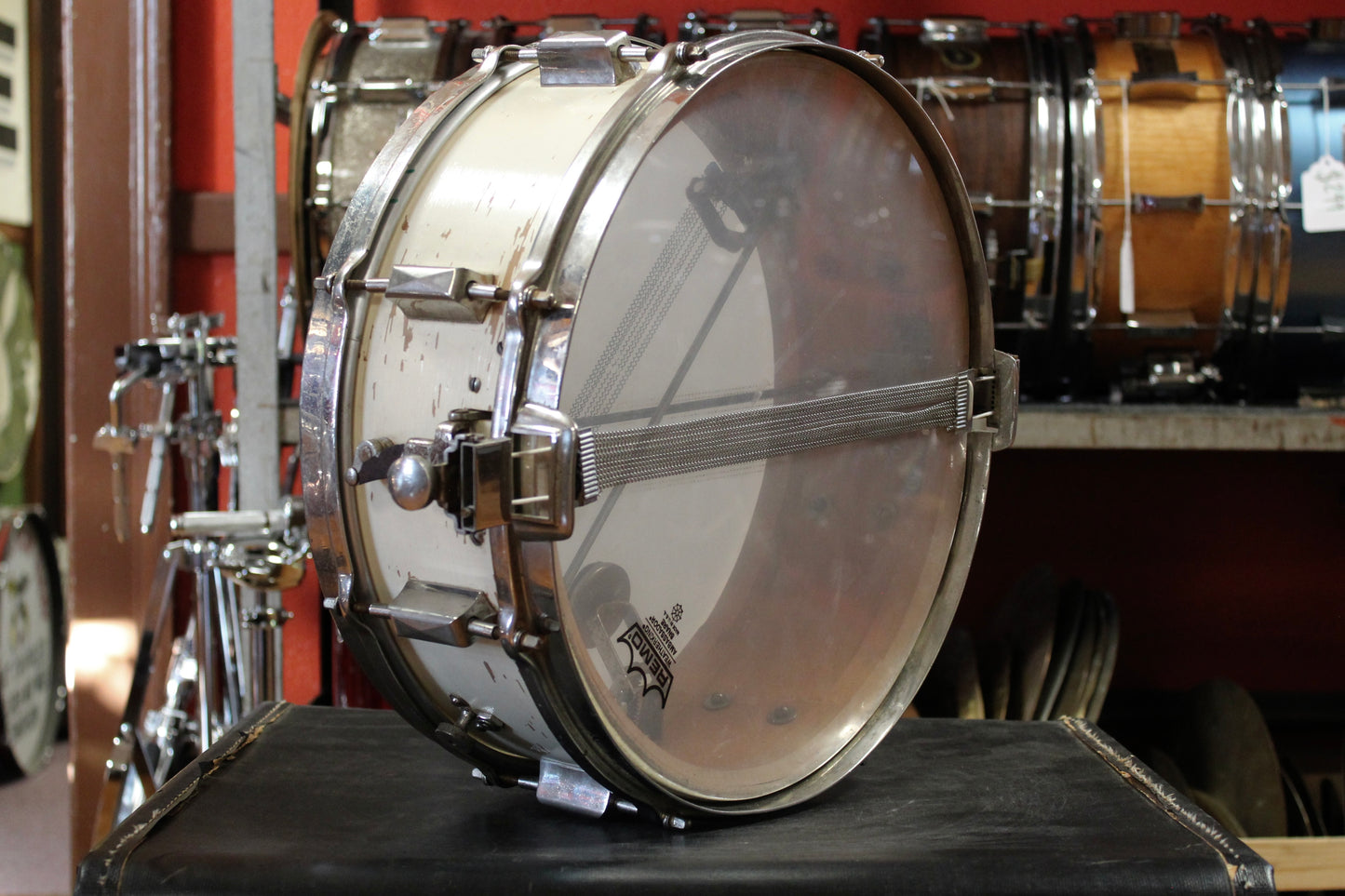 1930's Leedy 5x14 Broadway Snare Drum in White Lacquer
