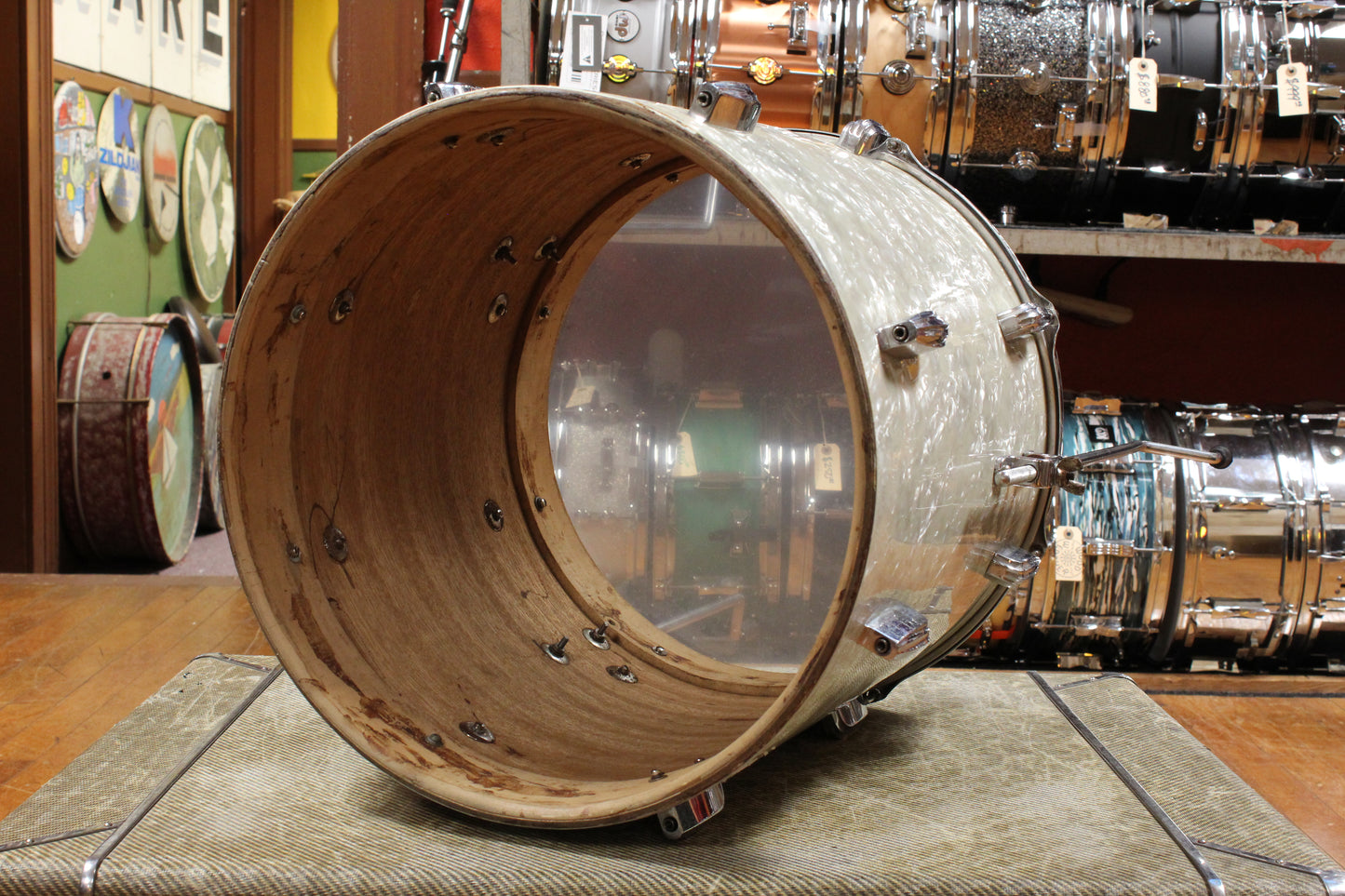 1940s Slingerland 16x16 Radio King Floor Tom in White Marine Pearl