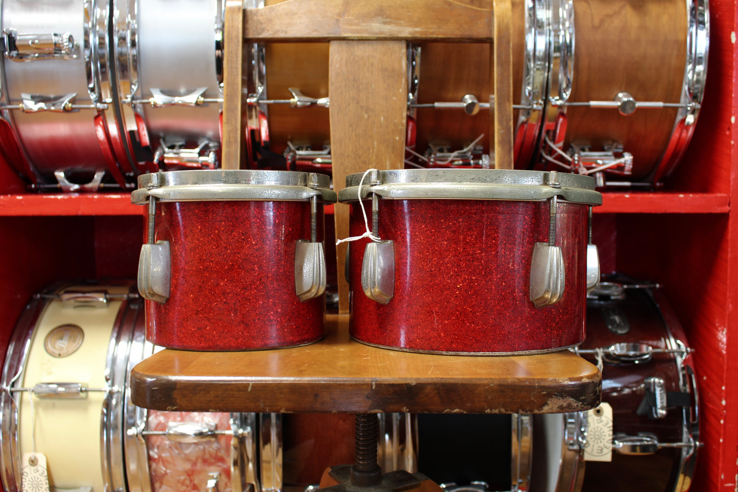 1950s Slingerland 6" and 8" Bongos in Red Sparkle