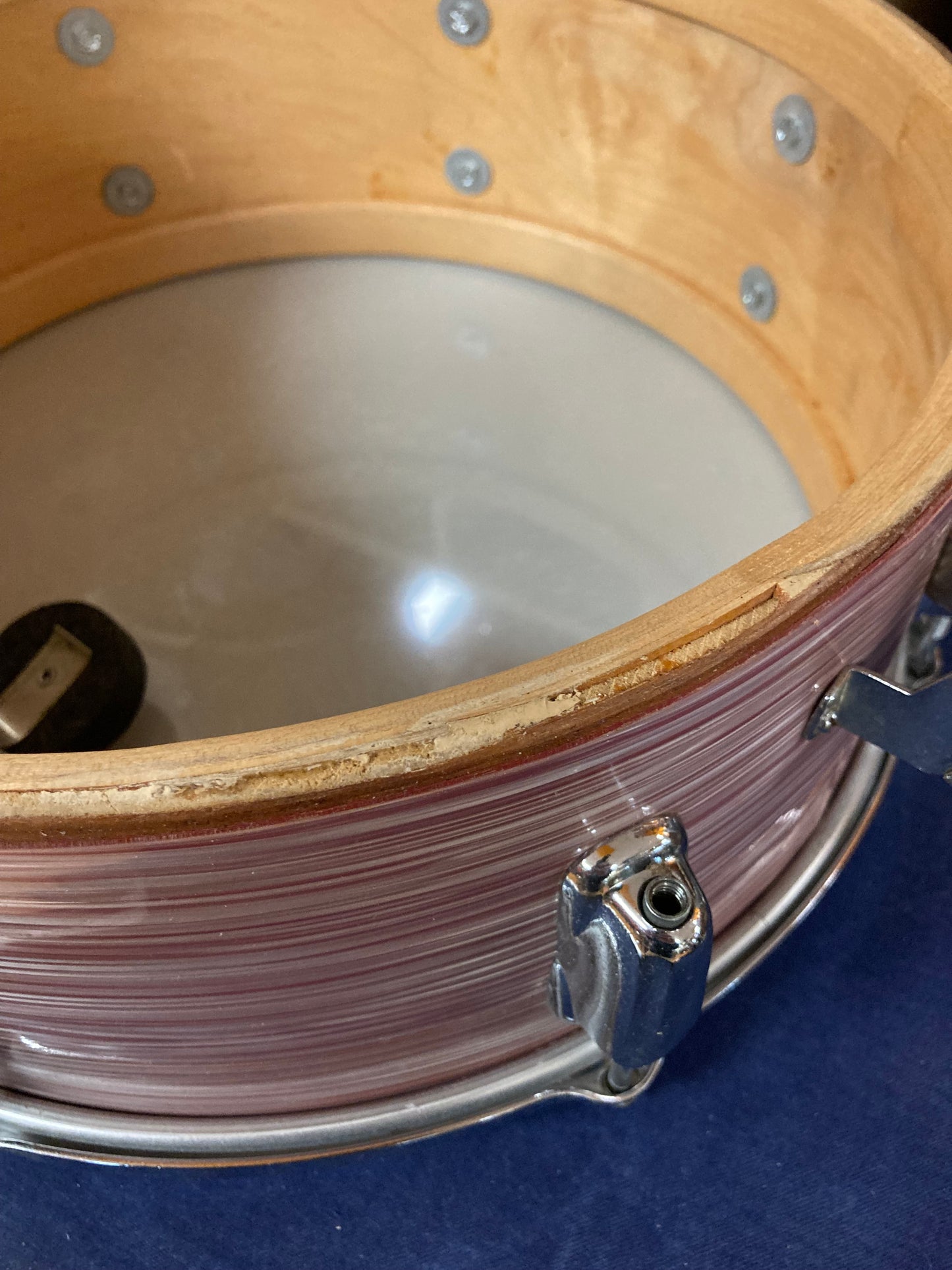 1966 Slingerland 5.5x14 Hollywood Ace Model Snare Drum in Red Ripple Pearl