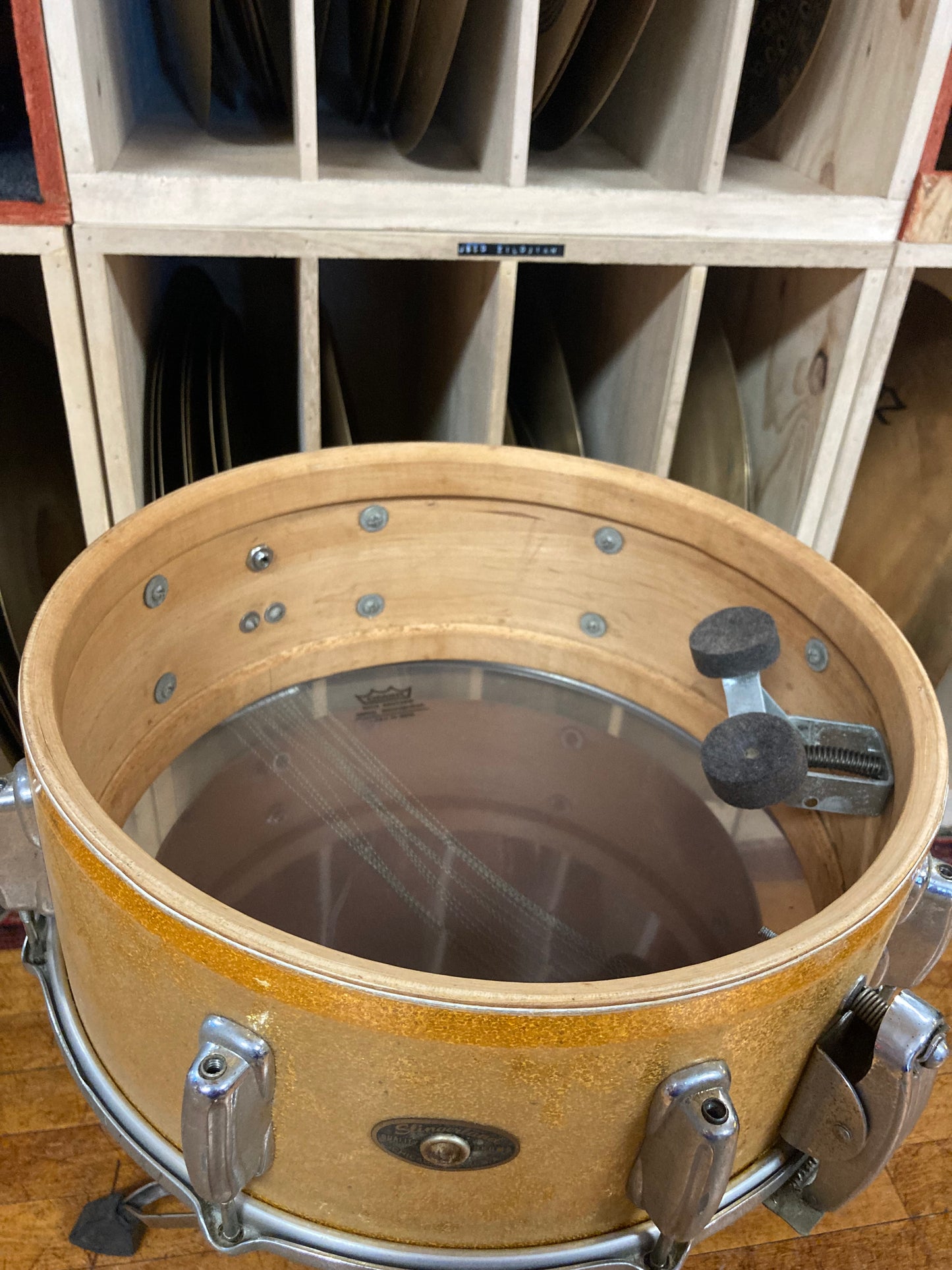1960s Slingerland 5.5x14 Super Gene Krupa Snare Drum in Sparkling Gold Pearl