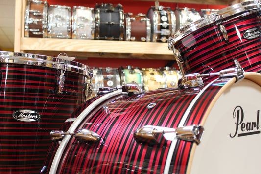 Pearl Masters Maple MM6 9x13 16x16 16x18 14x24 in Red Oyster Swirl