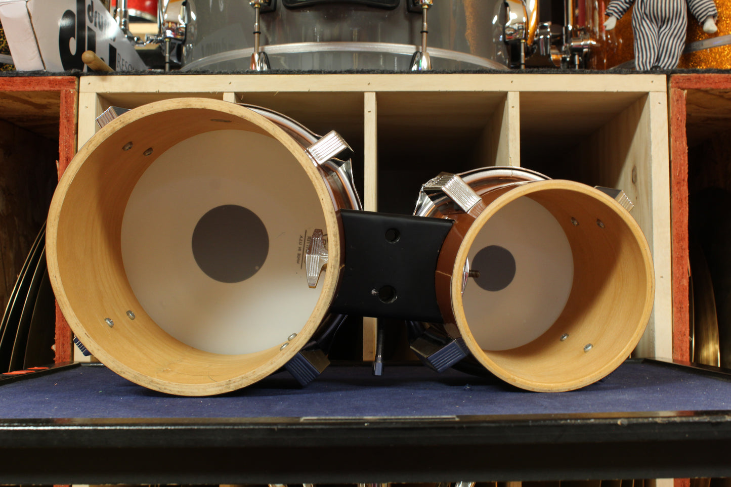 1970s Sonor Phonic 6" and 8" Concert Tom Toms in Metallic Copper