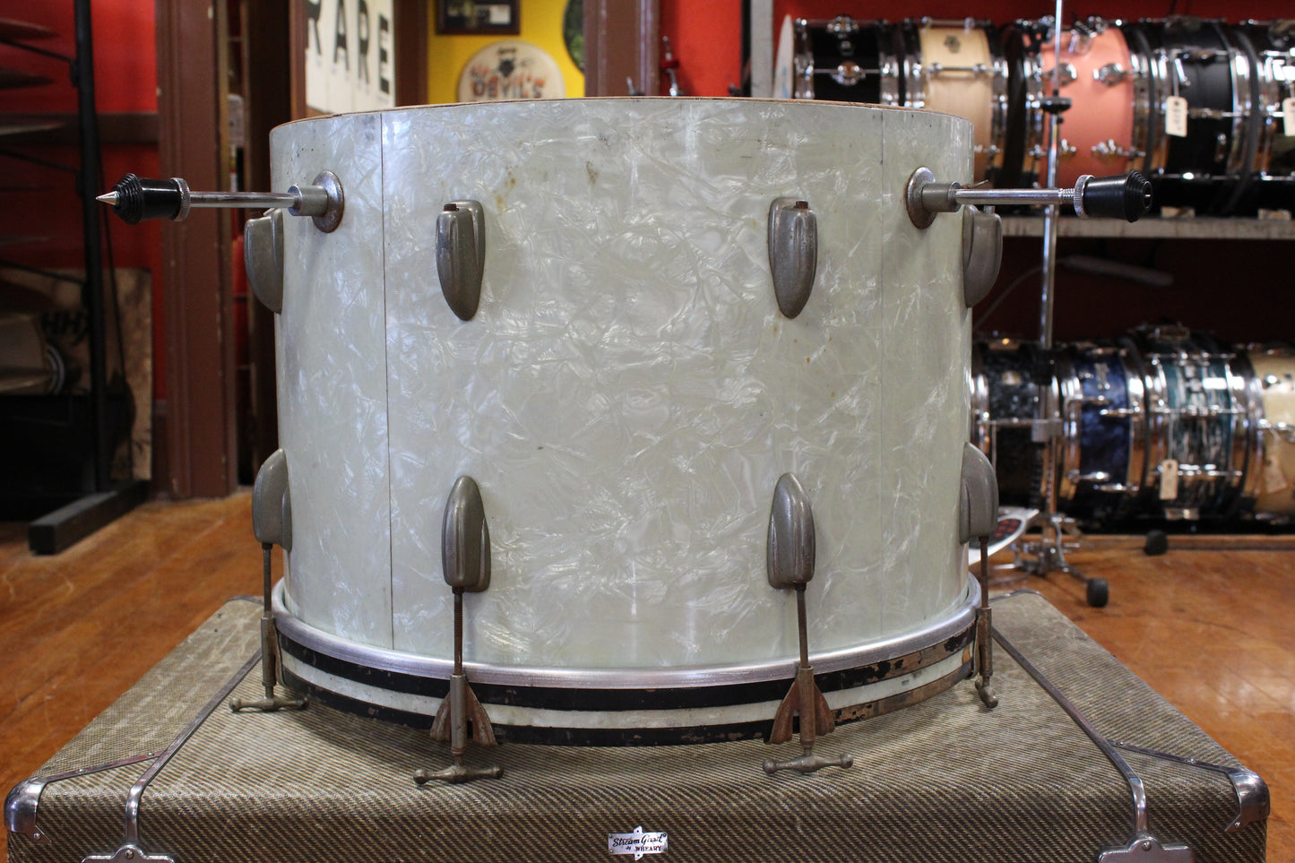 1960s Slingerland 14x20 Bass Drum in White Marine Pearl