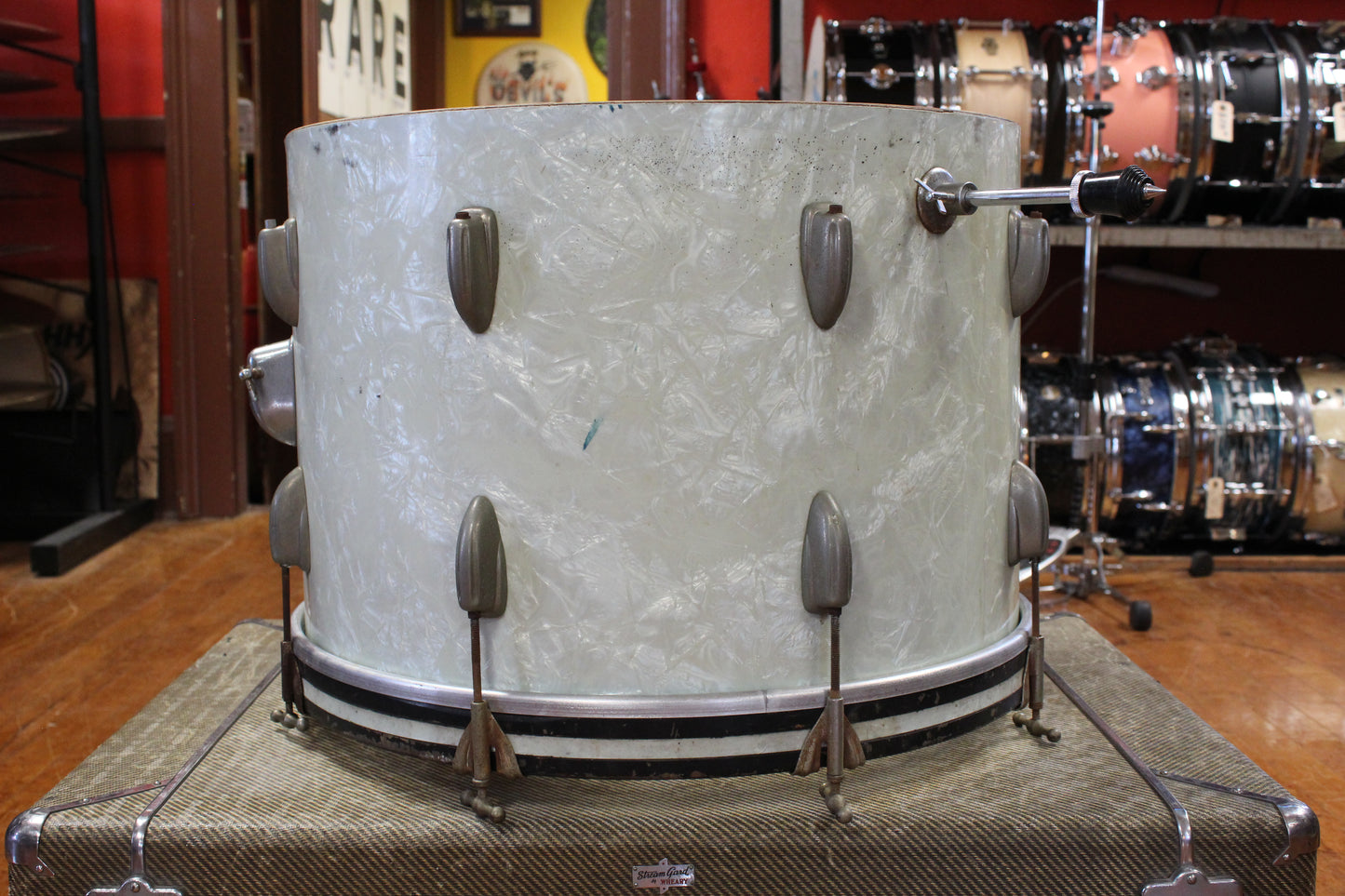 1960s Slingerland 14x20 Bass Drum in White Marine Pearl