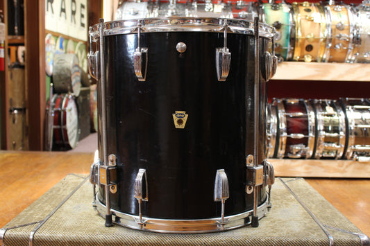 Late 1950s Ludwig 16x16 Transition Badge Floor Tom in Jet Black Pearl