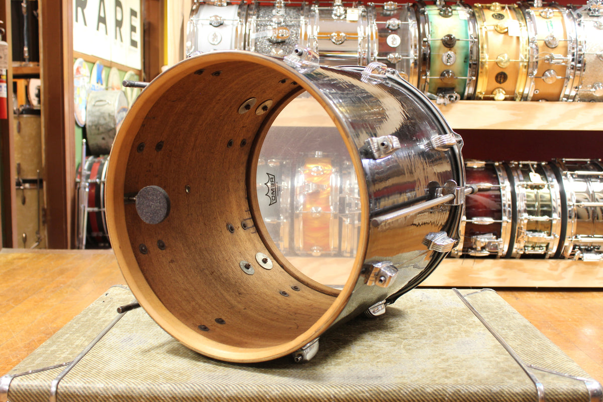 Late 1950s Ludwig 16x16 Transition Badge Floor Tom in Jet Black Pearl