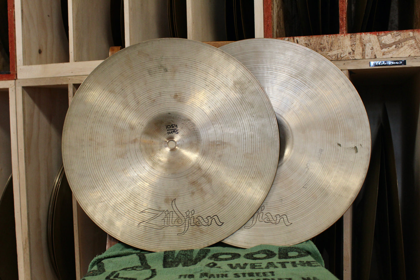 1970s A. Zildjian 14" New Beat Hi-Hats 1054/1495g
