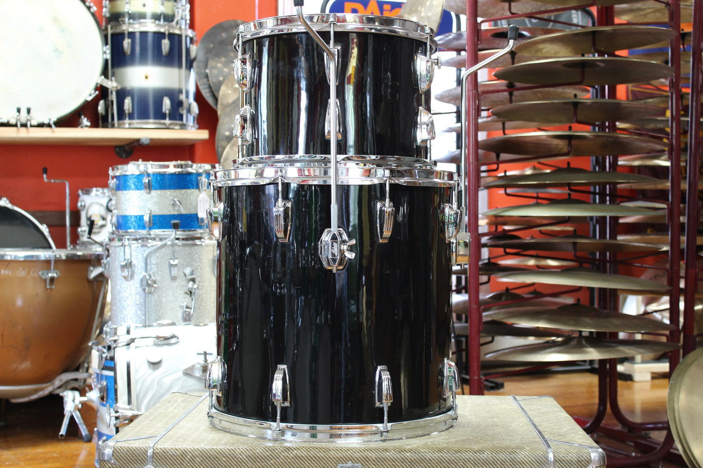 1970s Ludwig Super Classic in Black Cortex 14x22 16x16 9x13