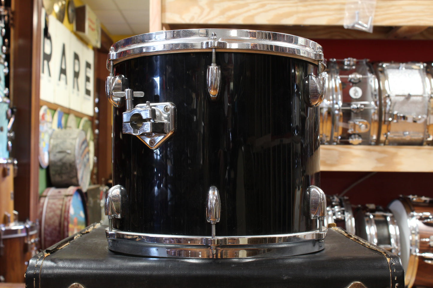 1980s Gretsch Square Badge Outfit in Black Nitron 16x22 11x13 16x16