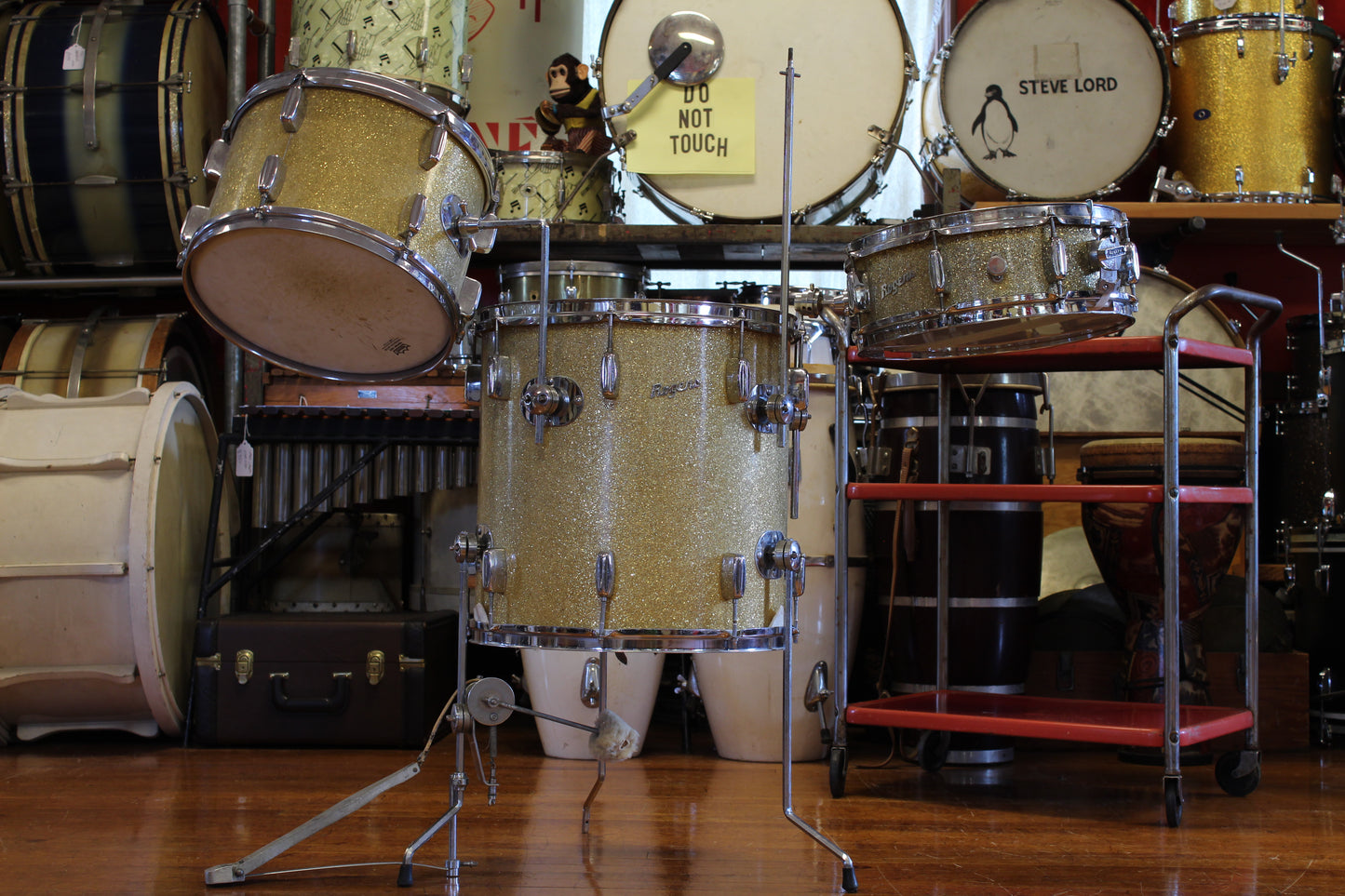 1950s Rogers Parklane Cocktail Kit in Gold Sparkle 16x16 9x13 5x14