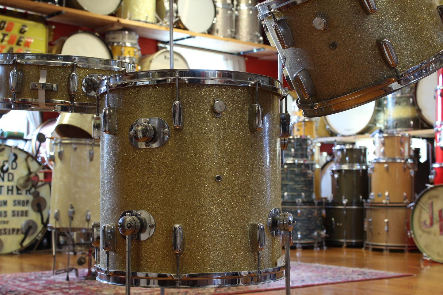 1950s Rogers Parklane Cocktail Kit in Gold Sparkle 16x16 9x13 5x14