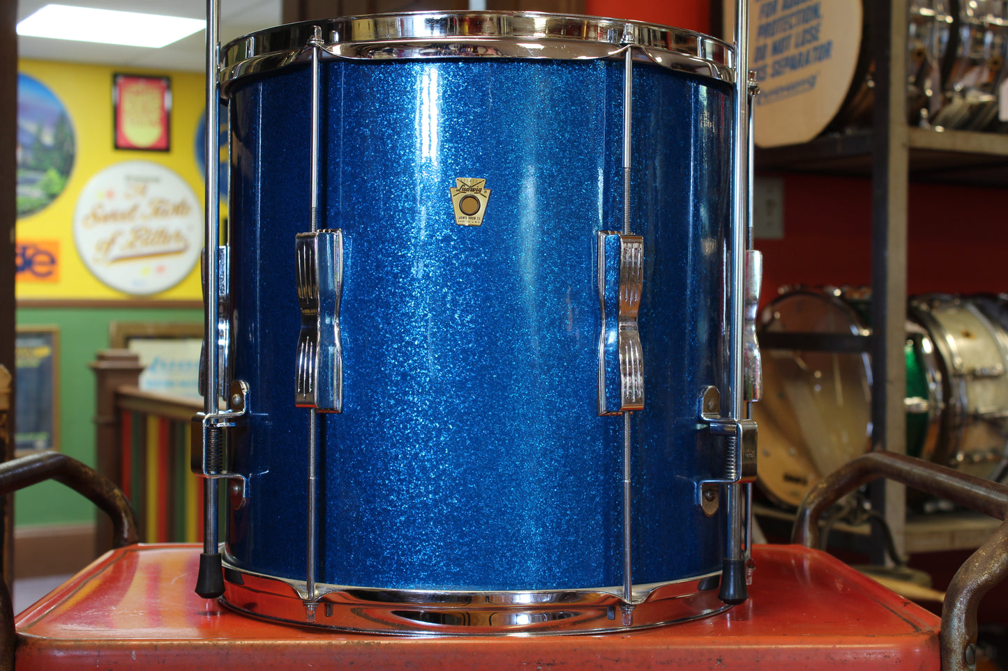 1960's Ludwig Club Date 14"x14" Floor Tom in Blue Sparkle