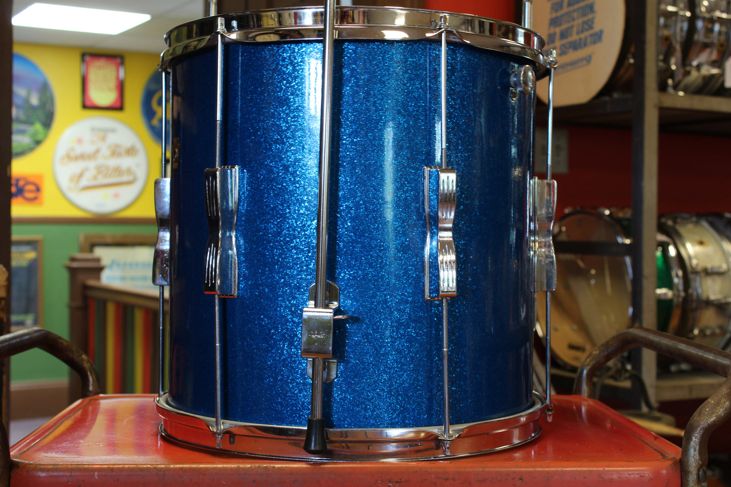 1960's Ludwig Club Date 14"x14" Floor Tom in Blue Sparkle