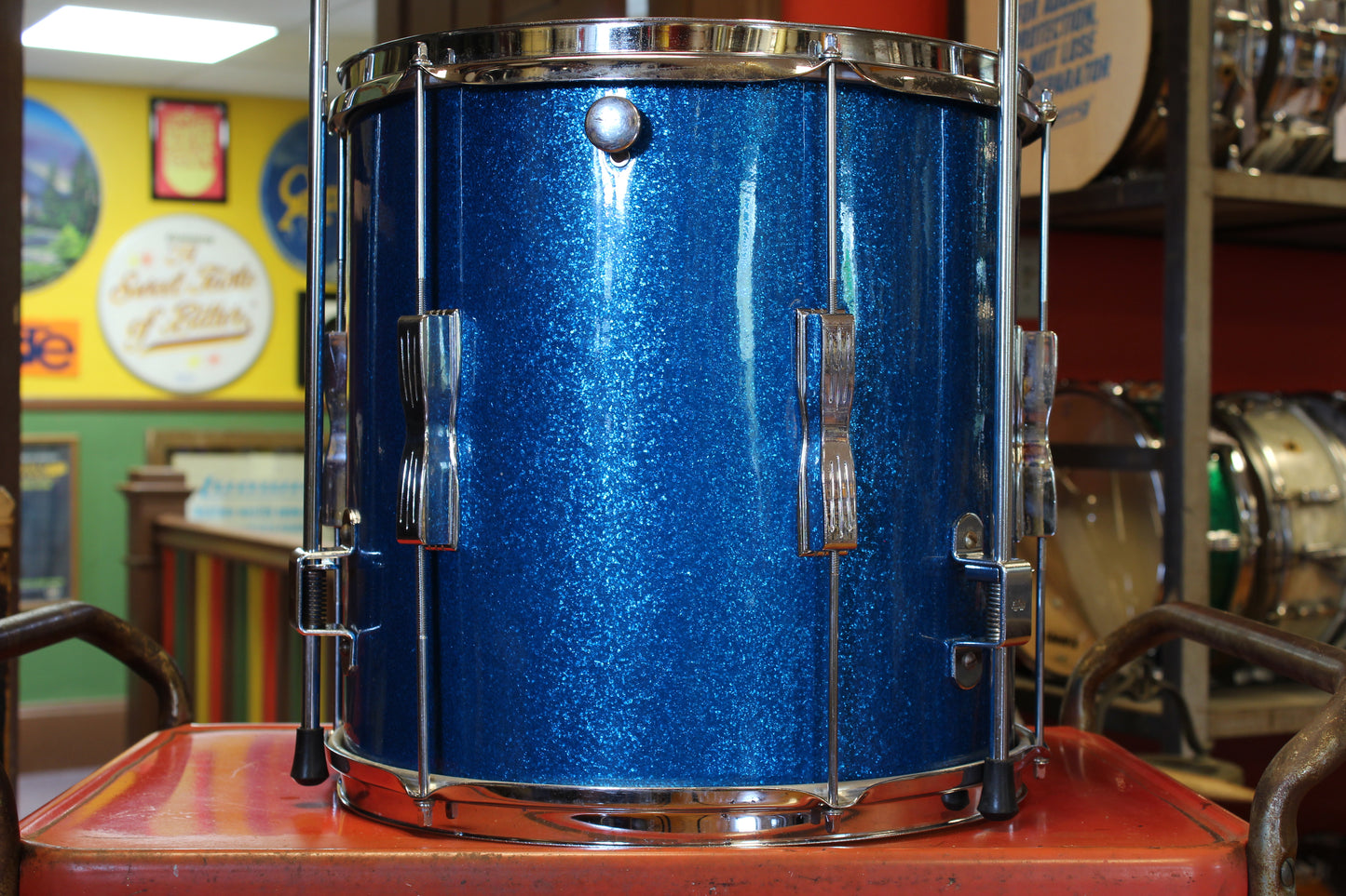 1960's Ludwig Club Date 14"x14" Floor Tom in Blue Sparkle