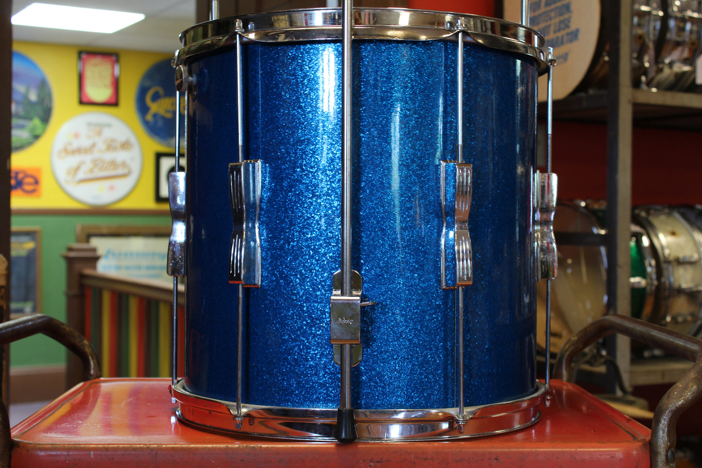 1960's Ludwig Club Date 14"x14" Floor Tom in Blue Sparkle