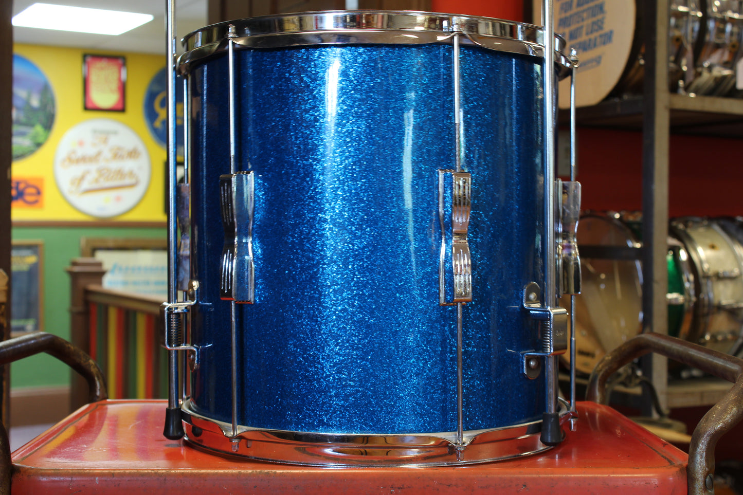 1960's Ludwig Club Date 14"x14" Floor Tom in Blue Sparkle