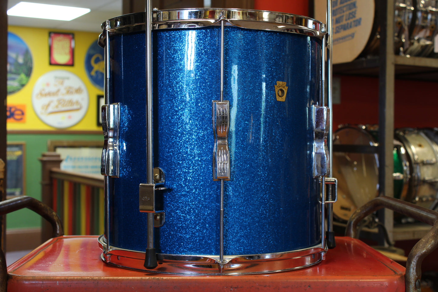 1960's Ludwig Club Date 14"x14" Floor Tom in Blue Sparkle