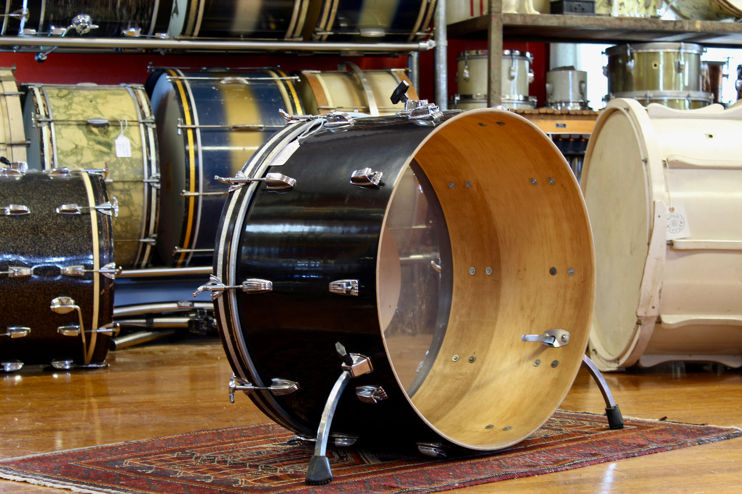 1970's Ludwig 14"x24" Black Cortex Bass Drum 6 ply