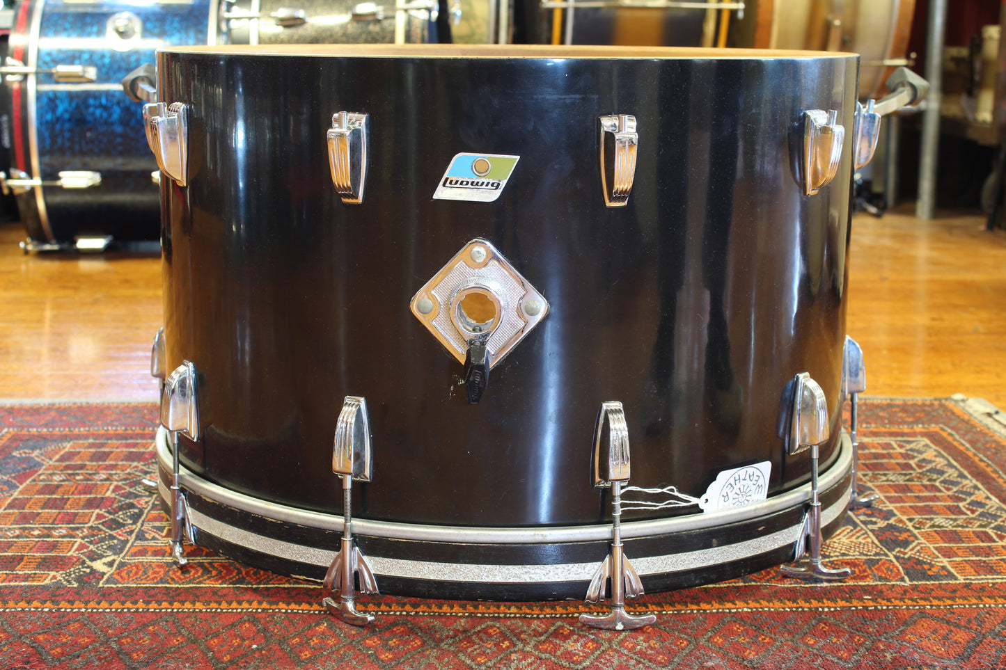 1970's Ludwig 14"x24" Black Cortex Bass Drum 6 ply