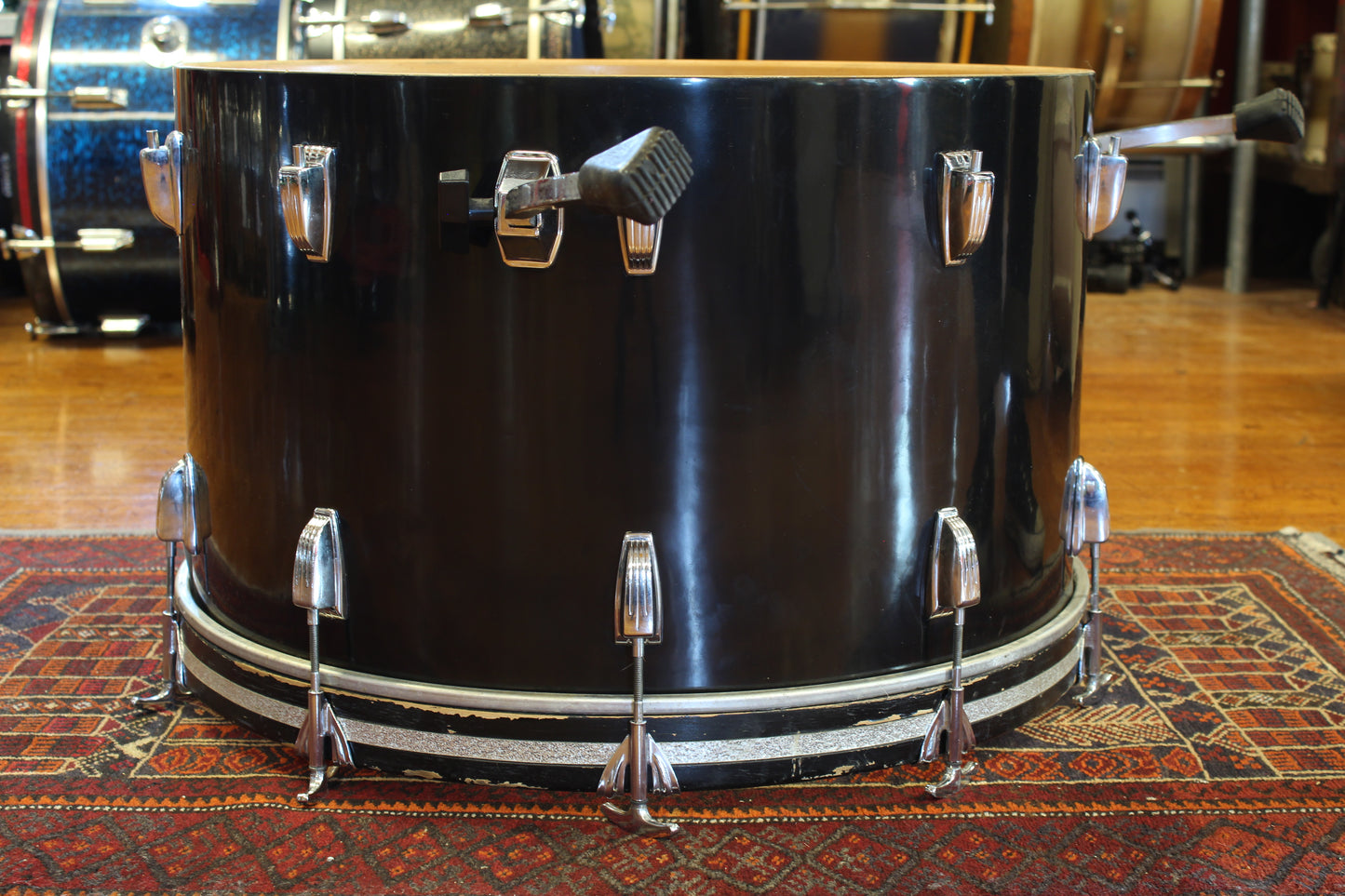 1970's Ludwig 14"x24" Black Cortex Bass Drum 6 ply