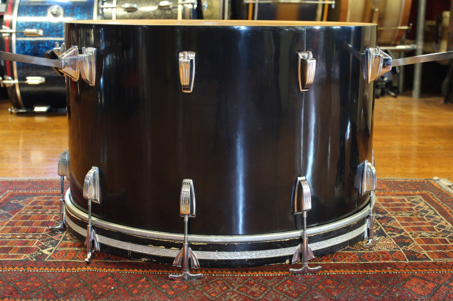 1970's Ludwig 14"x24" Black Cortex Bass Drum 6 ply