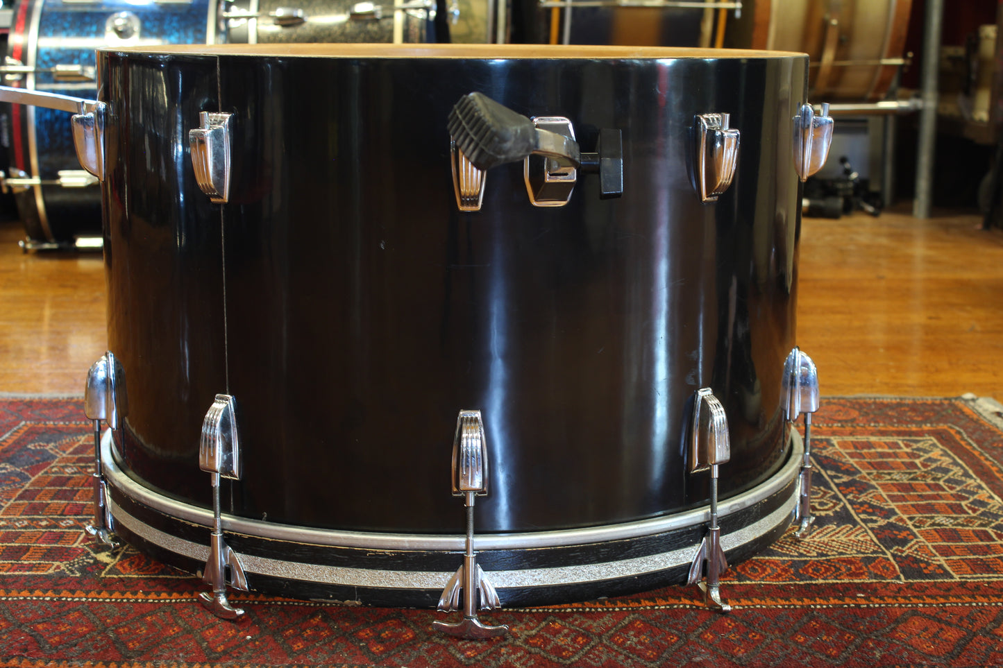 1970's Ludwig 14"x24" Black Cortex Bass Drum 6 ply