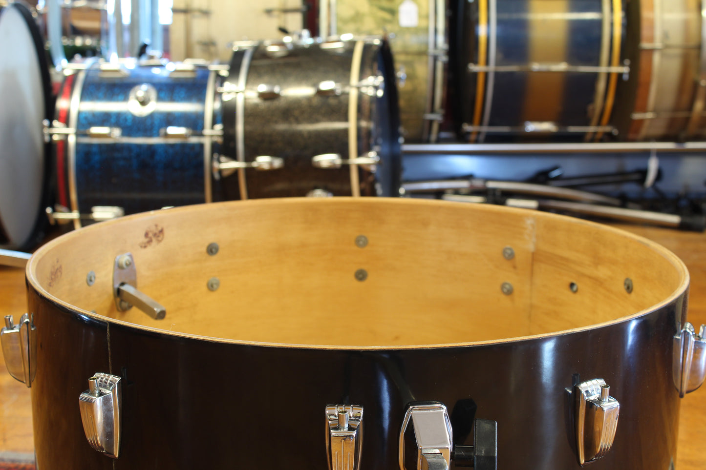 1970's Ludwig 14"x24" Black Cortex Bass Drum 6 ply