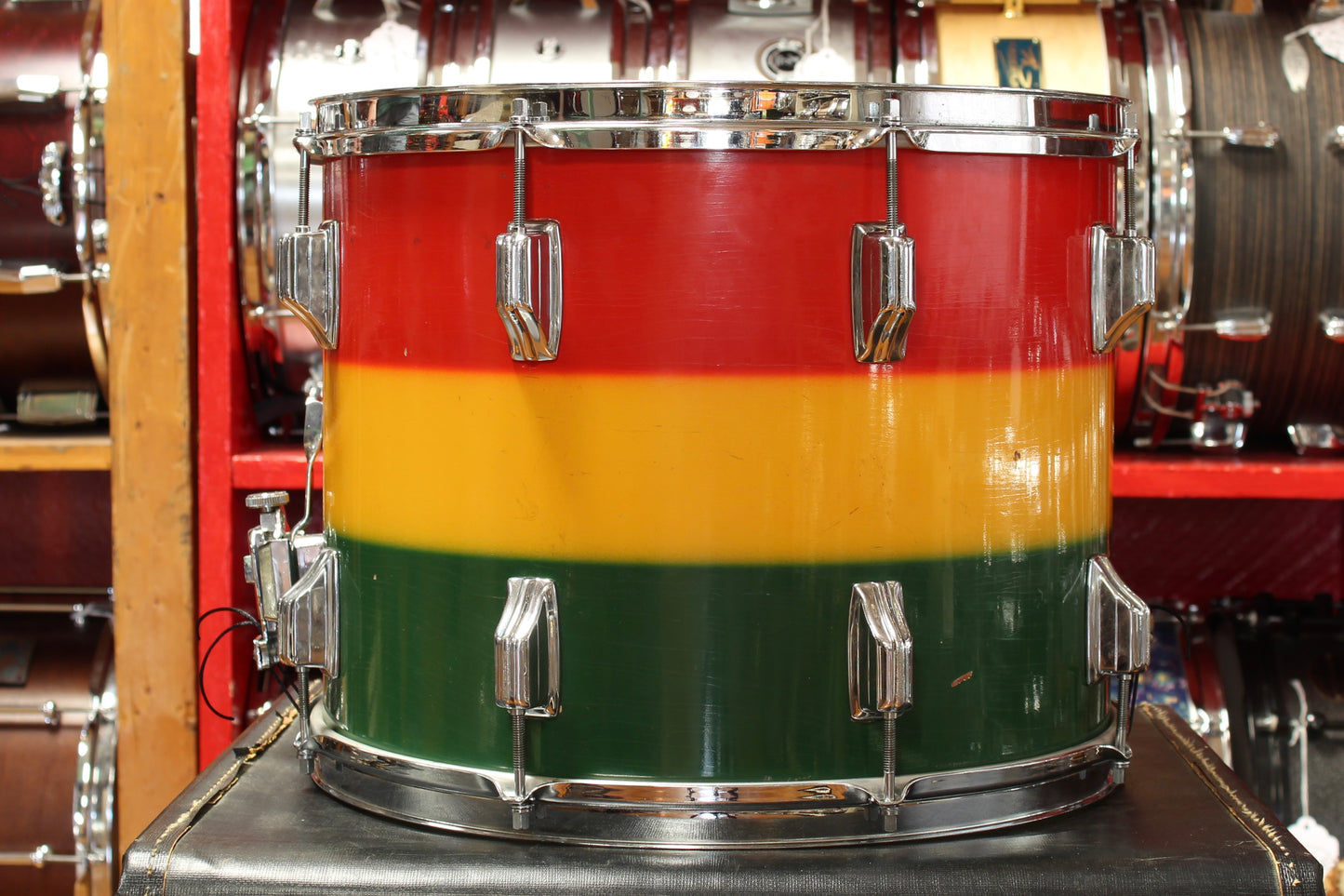 1960's Rogers 12"x15" Marching Snare in Red/Yellow/Green Duco